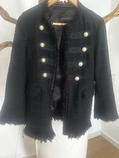 ZARA BLAZER TWEED BOUCLE SCHWARZ  S