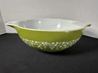 Vintage Pyrex 444 Spring Blossom Green Crazy Daisy Cinderella Mixing Bowl 4 QT