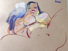 French Modern Figure Woman Boudoir Pastel Painting 9x12 Original Signed 2025