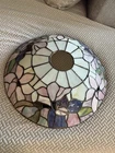 Vintage Stained Glass Bowl Lamp Shade, dia 16.5.