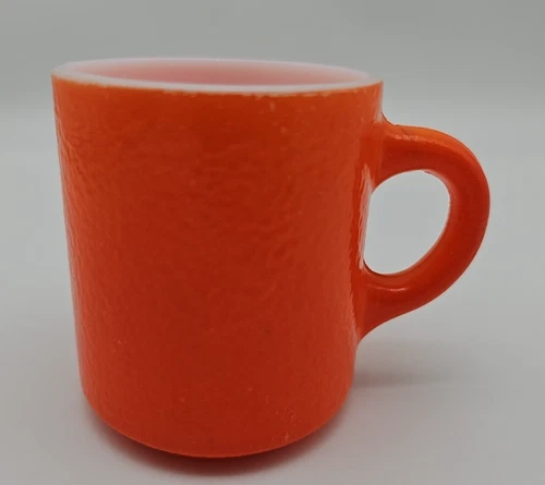 VTG Hazel Atlas Orange Peel Texture Painted Milk Glass Cup Mug MCM Replacement