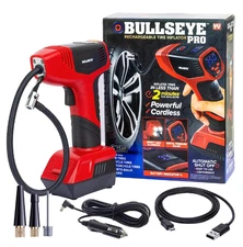 Bullseye Pro 150 PSI Portable Tire Inflator – 12V DC, LED, Red