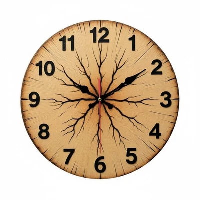 Wood Grain Wall Clock Modern Design Nordic Design Clock Easy to Hang for Office - Image 1 of 4