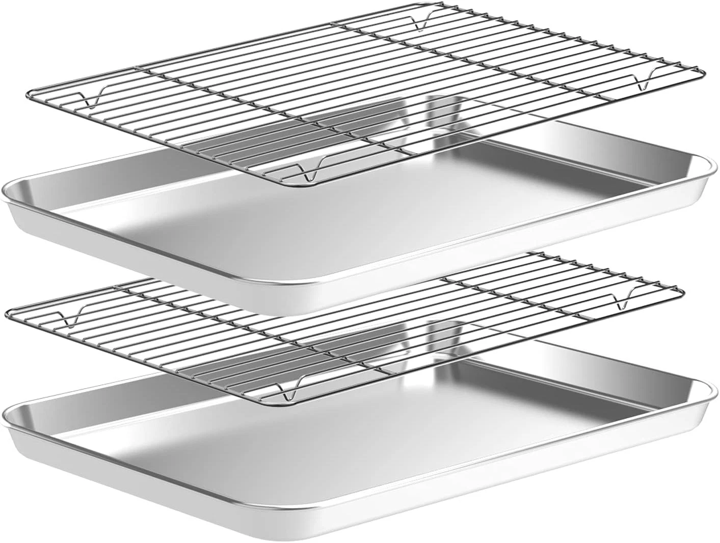 Baking Sheet & Cooling Rack Set 2 Baking Pans 2 Baking Racks Stainless Steel