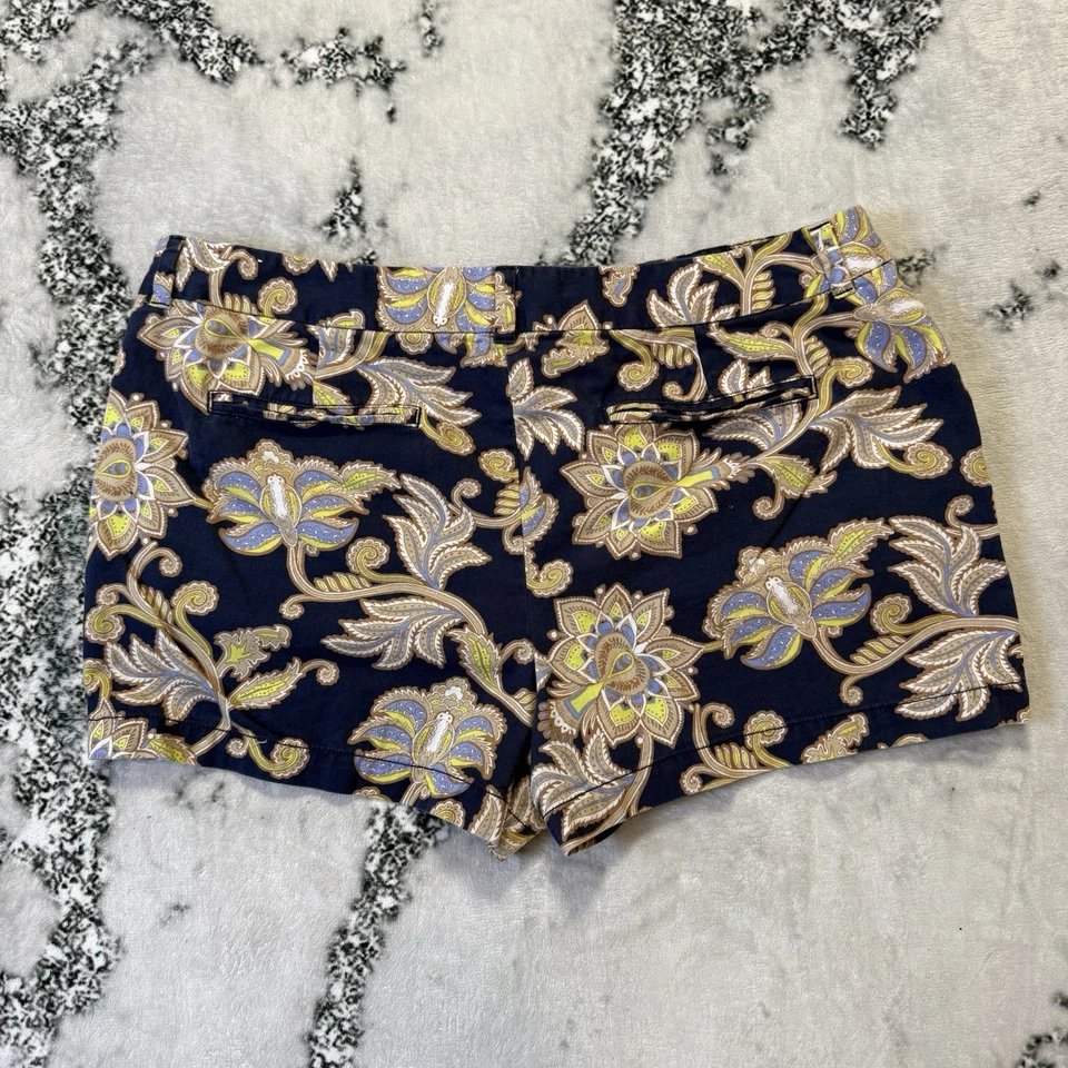 Pantalones Cortos Ann Taylor Loft Para Mujer Talla 16 Azul Marino Estampado Multi Floral Riviera Chino Foto 2 de 4