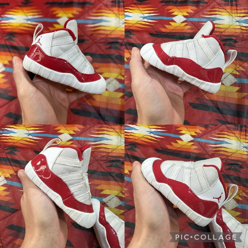 Nike Air Jordan Retro XI 11 Кроватка Ботильоны Вишня 2022 Красный Детский Размер 4C CI6165-116 - Изображение 2 из 4