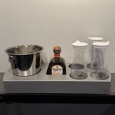 Bottle service Tray ,3 Carafes  And Stainless Bucket