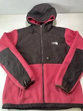 The North Face Hooded Zip Up Fleece Jacket Women's L PolarTech Hot Pink Brown