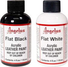 4 OZ Pintura Para Cuero Color Blanco Y Negro Multiusos Para Jackets Zapatos Art