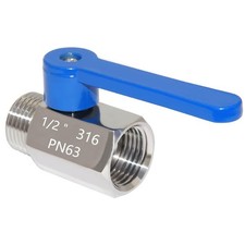 Mini Ball Valve Stainless Steel 316 1/2" NPT Male x NPT Female Shut-Off Valve