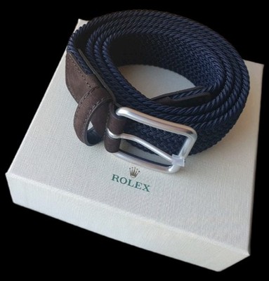 Rolex Golf Club Collection Woven Belt  BRAND NEW Woven Navy and Brown Leather
