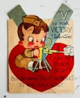 Vintage Valentine Card, Patriotic WW2 Military Army "V" is for Victory, *READ*