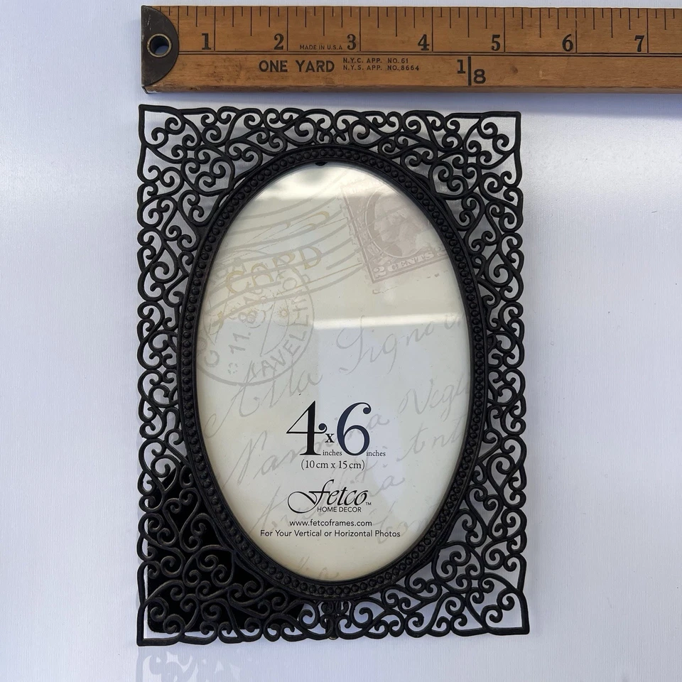 Fetco Matte Black Metal Photo Frame 4 X 6 Oval Opening Pair Set Lot of 2 - Image 4 of 4