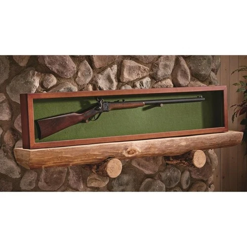 Collector Gun Sword Display Wood Case Wall Mount Storage Rifle Rack w/ Glass Lid