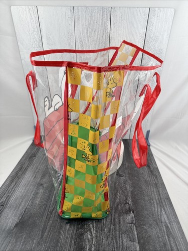 Peanuts Snoopy & Woodstock XL Transparent Reusable Tote Shopping Beach Gift Bag - Picture 3 of 11