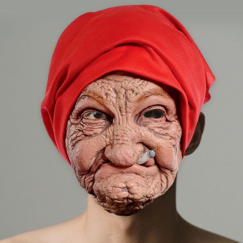 Halloween Granny Mask Scary Adults Stage Performance Party Old Woman Head Mask - Picture 5 of 5