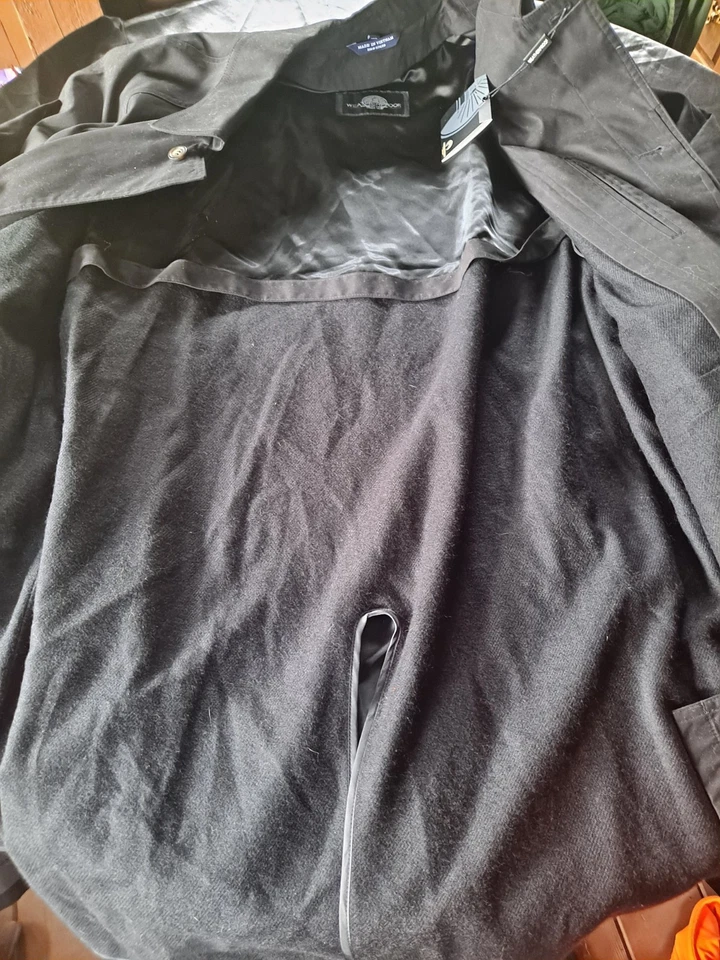 Gabardina resistente a la intemperie para hombre 46R negra larga invierno con cinturón forro extraíble Foto 4 de 4