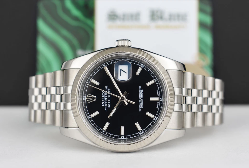 ROLEX 18kt White Gold & SS Datejust Black Index Dial 116234 SANT BLANC - Image 4 of 4