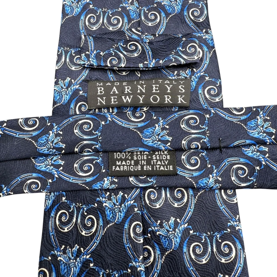 Corbata Barneys New York Para Hombre Azul Floral Gótico Seda Lujo Clásica Corbata Italia Foto 4 de 4