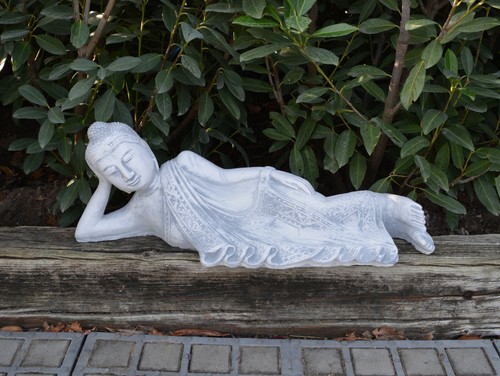 Feng-Shui Buddha Statue Steinfigur 25 cm 21 kg Grau Weißbeton frostsicher - Bild 7 von 12