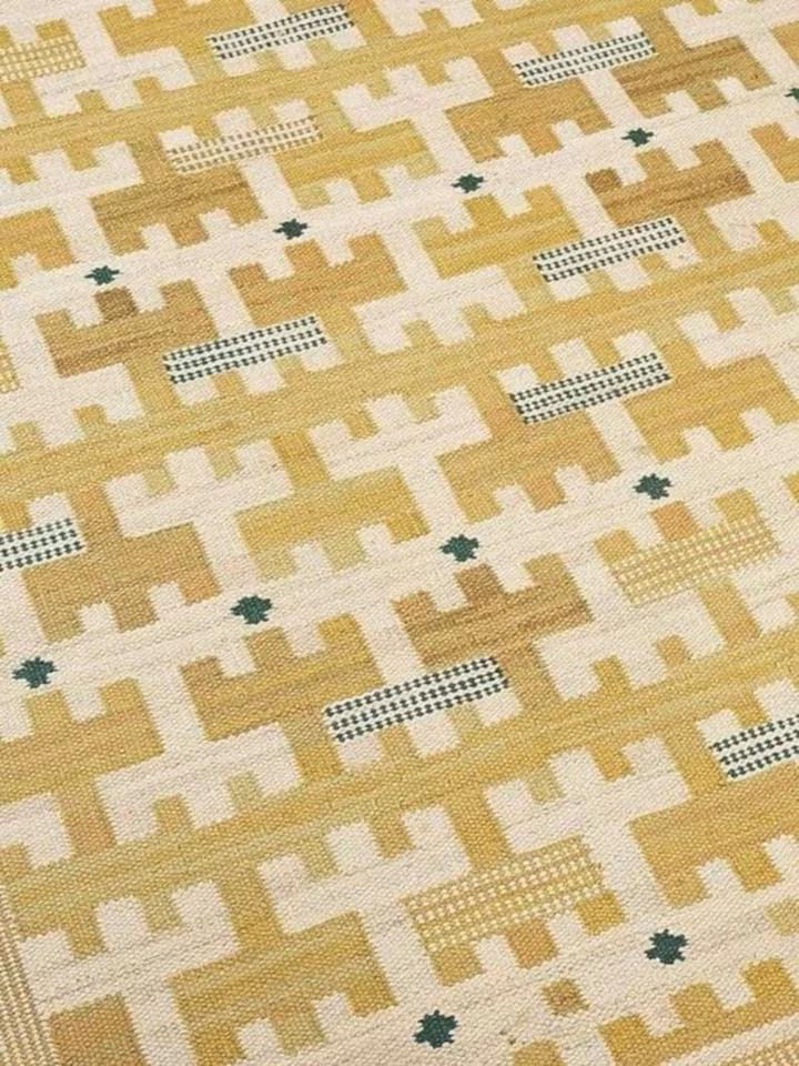 Alfombra Amarilla Personalizada Durrie Alfombra Escandinava Kilim Yute Alfombra Tejido Plano Alfombra Boho Foto 2 de 4