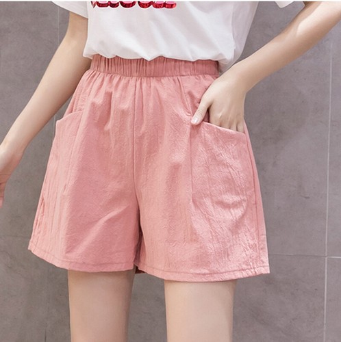Lady Shorts Cotton Blend Hot Pants Elastic Waist Casual Plain Loose Pocket Yoga - Picture 2 of 20