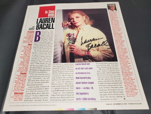 LAUREN BACALL - Parade Magazine Page (November 21, 1999) - SIGNED | eBay
