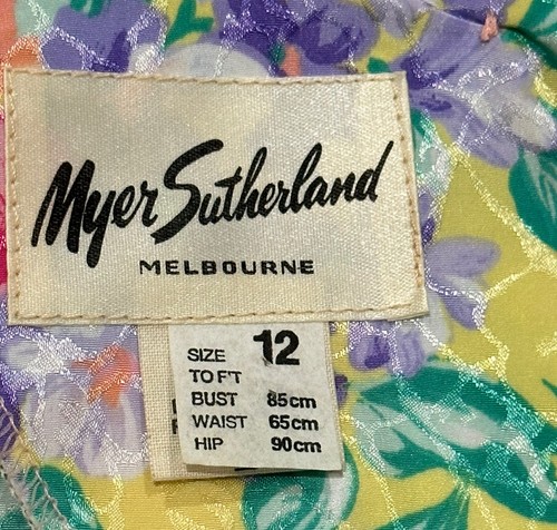 Myer Sutherland Melbourne Vintage Bright Floral Print Dress W/ Shoulder Pads 12 - Picture 10 of 12