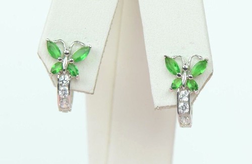 Solid Sterling Silver.925Dangle Butterfly CZStud Earrings,Birthstones,Leverback - Bild 2 von 11