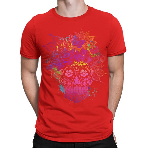 Day of the Dead Sugar Skull T-Shirt for Mens Colorful Celebrate in Style #DOTD - Picture 19 of 23