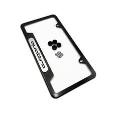 Audi Quattro License Plate Frame With Hardware  Carbon Fiber Metal Logo