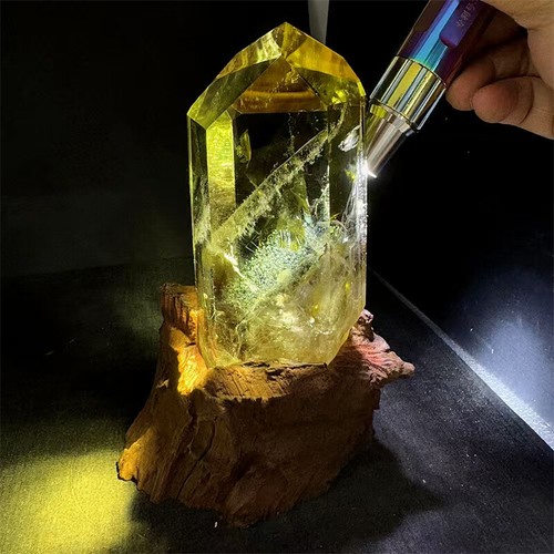 2.2LB Natural Citrine Quartz Obelisk Point Healing Crystal Tower Decor+Stand - Picture 5 of 9