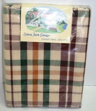 Cotton Park Cottage Tablecloth ~ Concord Plaid Burgundy ~ 60" x 84" Oval NEW