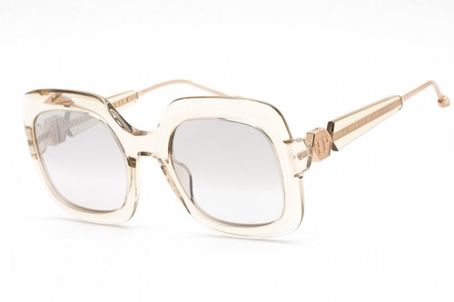 PHILIPP PLEIN SPP065S 6Y1G Sunglasses Transparent Brown Frame Silver Mirror - Picture 3 of 4