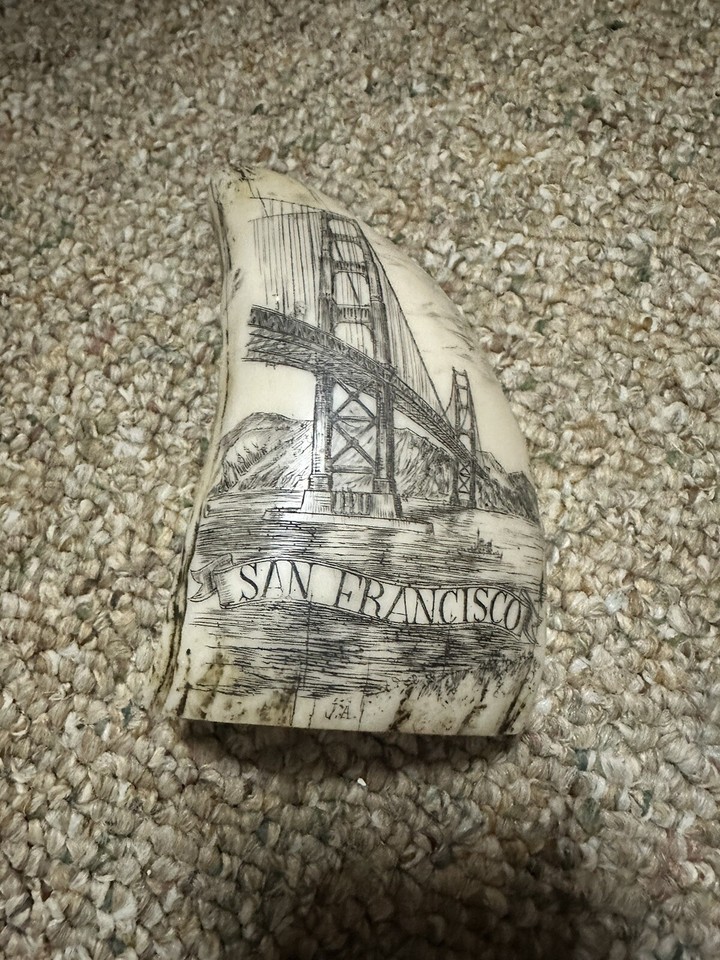 Scrimshaw Whale Tooth Resin Powell Hyde Cable Car San Francisco 5 1 2 scrimshaw-whale-tooth-resin-powell-hyde-cable-car-san-francisco-5-1-2