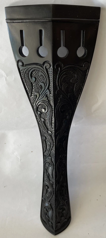 4 String 3/4 Carved Upright Bass Tailpiece Ebony Double Bass Gothic Tailpiece - Image 2 of 4