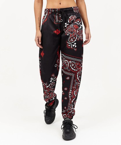 Reason Joggers Women’s Medium Black Red White Bandana Paisley Print Sweatpants - 第 6/9 張圖片