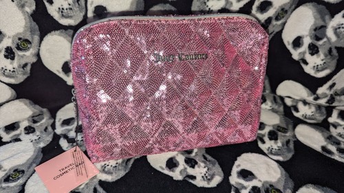 Juicy Couture Sequin Sparkle Cosmetic Travel Bag with toiletry bottle NWT - Picture 2 of 7