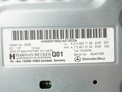 2011 - 2012 Mercedes Benz E Class W212 Amplifier Becker Harman 2129007108 Oem - 第 8/10 張圖片