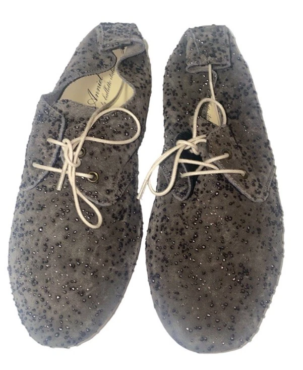 Anniel Oxford Derby de cuero con cuentas gris carbón suave talla 36 Nuevo sin caja Foto 3 de 4