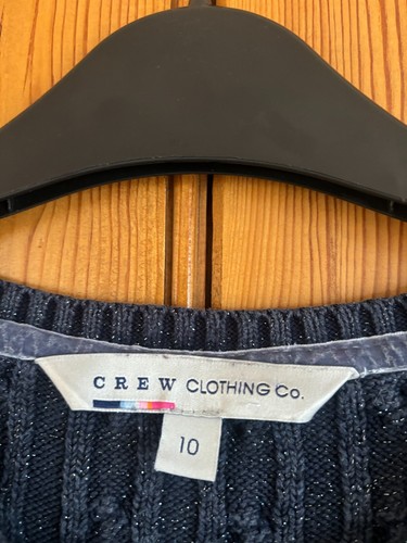 Crew Clothing Company navy cable knit jumper with metallic thread, Size 10 - Picture 3 of 4
