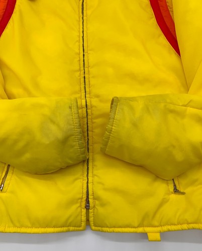 Vintage 70s Rainbow Striped Puffer Jacket Sz M Yellow Coat Max Lehmingg Germany - Picture 10 of 11