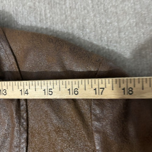 INC International Concepts Sz XL Blazer Jacket Ruffle Brown Faux Leather Lined - Picture 7 of 11