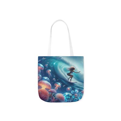 Canvas Tote Bag, 5-Color Straps | Gems of the Sea | Jellyfish | Surfing