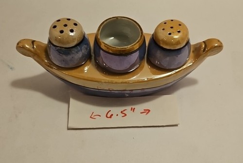 Salero y pimentero barco cerámica lusterware Japón de colección pozo de azúcar 6,25 " leer - Imagen 16 de 16