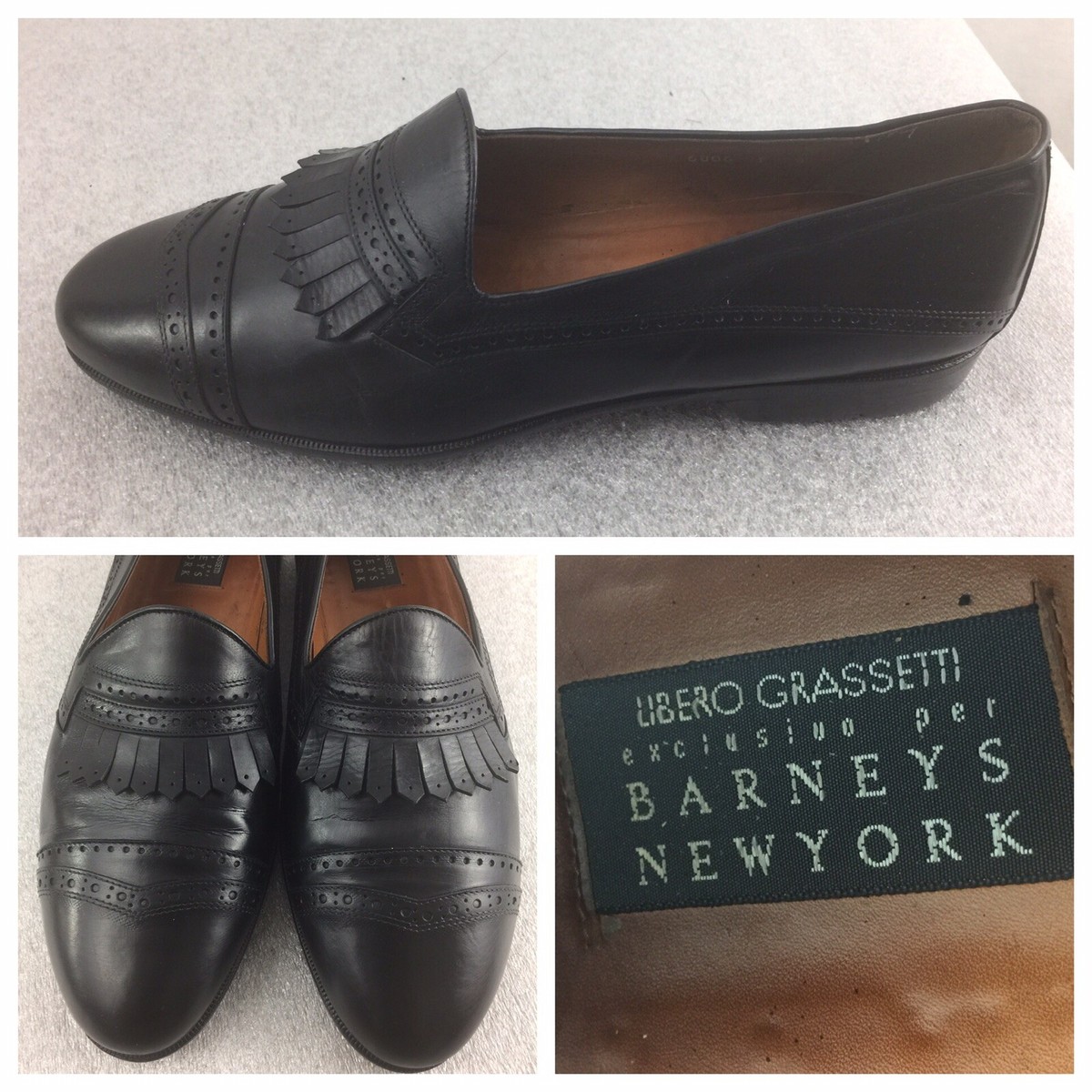 BARNEYS NEW YORK Dress Loafers Leather W/ KILTIE ITALIAN 
