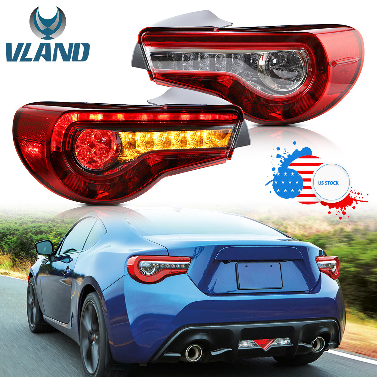 86 VLAND LEDテールライト レッド/クリア VLAND Red Clear LED Tail lights For Toyota 86 GT86&Subaru