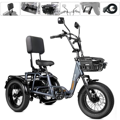 Breeze Folding electric trike 15A for Adult 48V 1000W etrike Reverse Gear