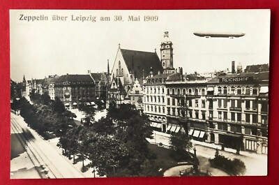 AK LEIPZIG 1909 Zeppelin Luftschiff über der Stadt  ( 103287