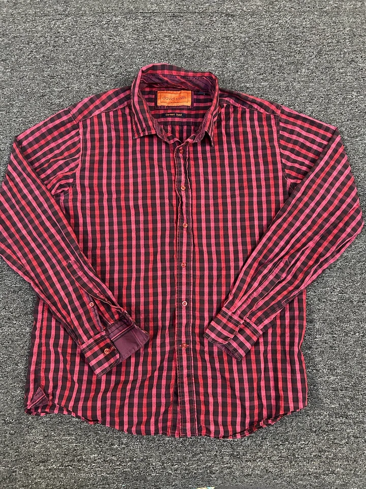 David Smith Long Sleeve Button Up Shirt Men's Check Red Size XL - Image 4 of 4